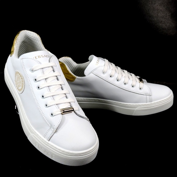 Versace Women VERSACE 🇮🇹 WOMENS WHITE LEATHER COMFORT FASHION SNEAKERS